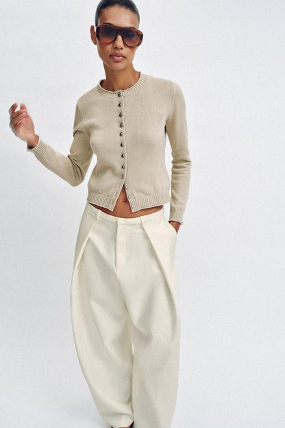 Veste en maille à boutons métalliques