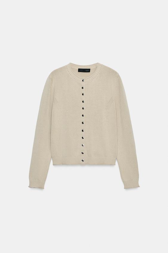 Veste en maille à boutons métalliques