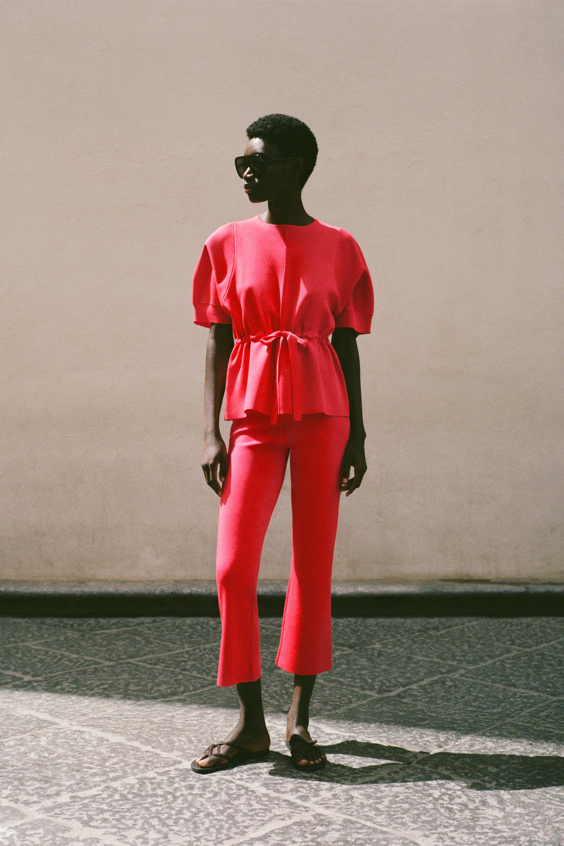 Pantalon coupe évasée en maille