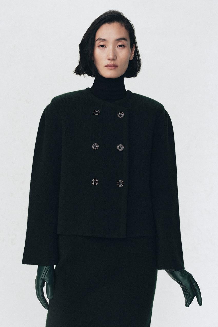 Veste à épaulettes 100 % laine Soshiotsuki x Zara