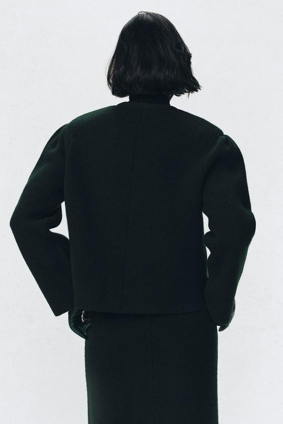 Veste à épaulettes 100 % laine Soshiotsuki x Zara