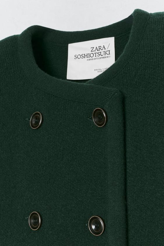 Veste à épaulettes 100 % laine Soshiotsuki x Zara