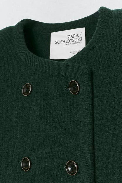 Veste à épaulettes 100 % laine Soshiotsuki x Zara