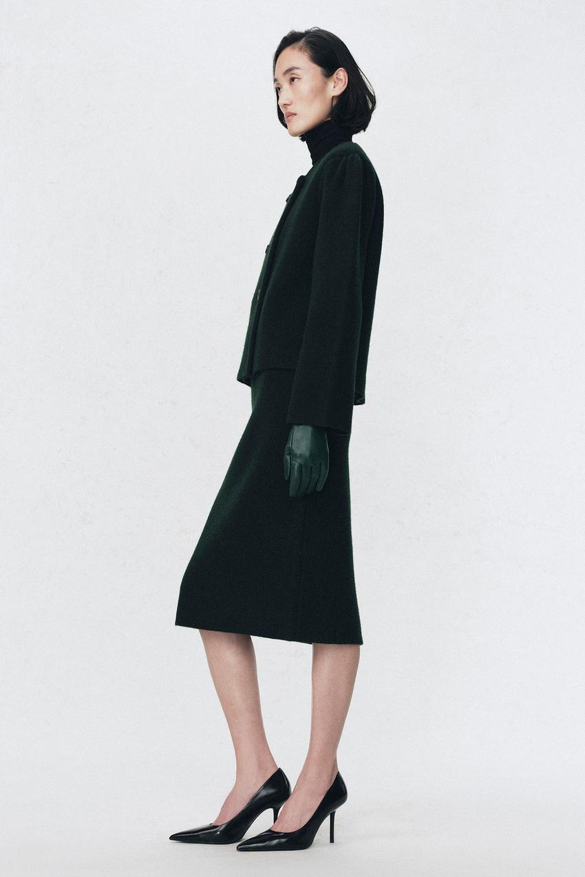 Jupe midi 100 % laine Soshiotsuki x Zara