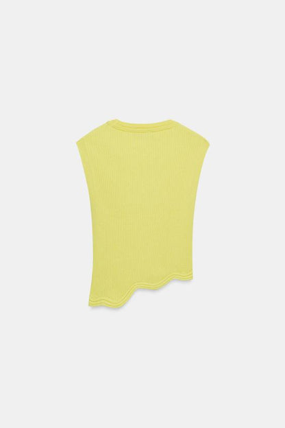 Top asymétrique en maille côtelée