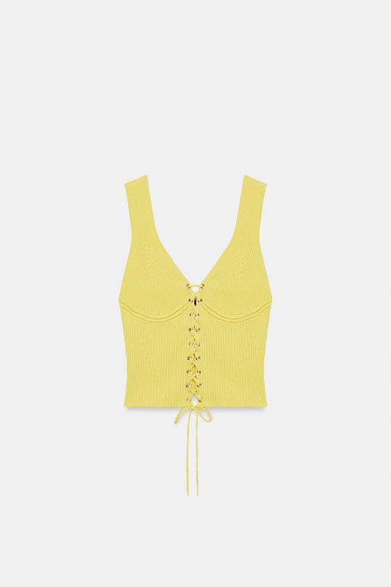 Top corset en maille côtelée