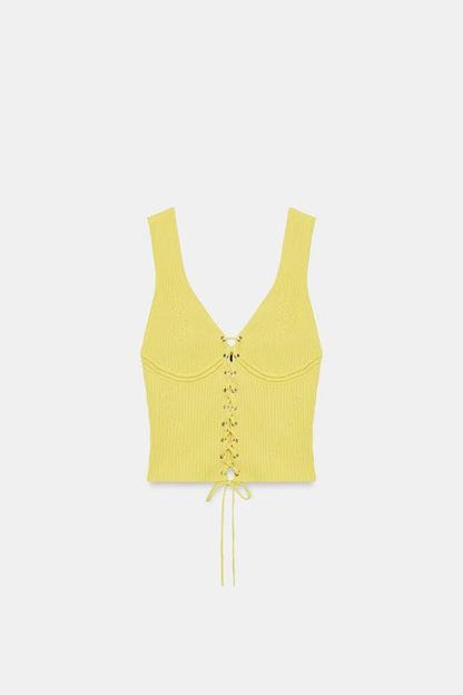 Top corset en maille côtelée