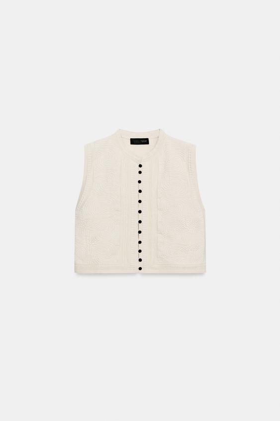 Top façon gilet en maille structurée