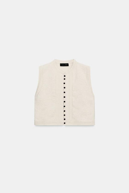 Top façon gilet en maille structurée