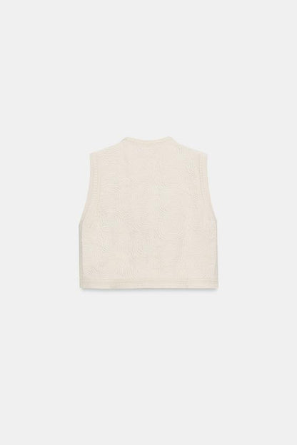 Top façon gilet en maille structurée
