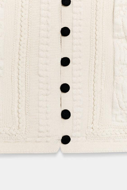 Top façon gilet en maille structurée