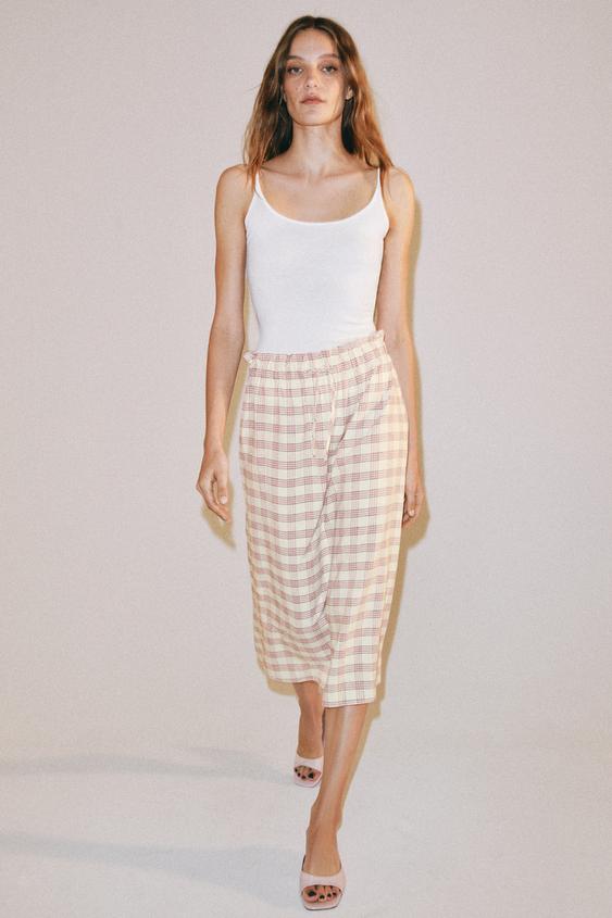 Jupe midi à carreaux ZW Collection