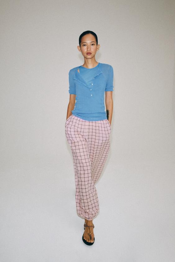 Pantalon bouffant à carreaux ZW Collection