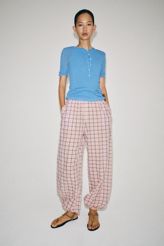 Pantalon bouffant à carreaux ZW Collection