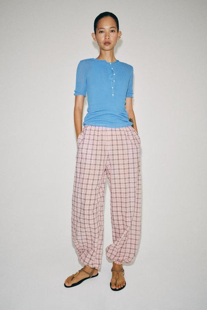 Pantalon bouffant à carreaux ZW Collection