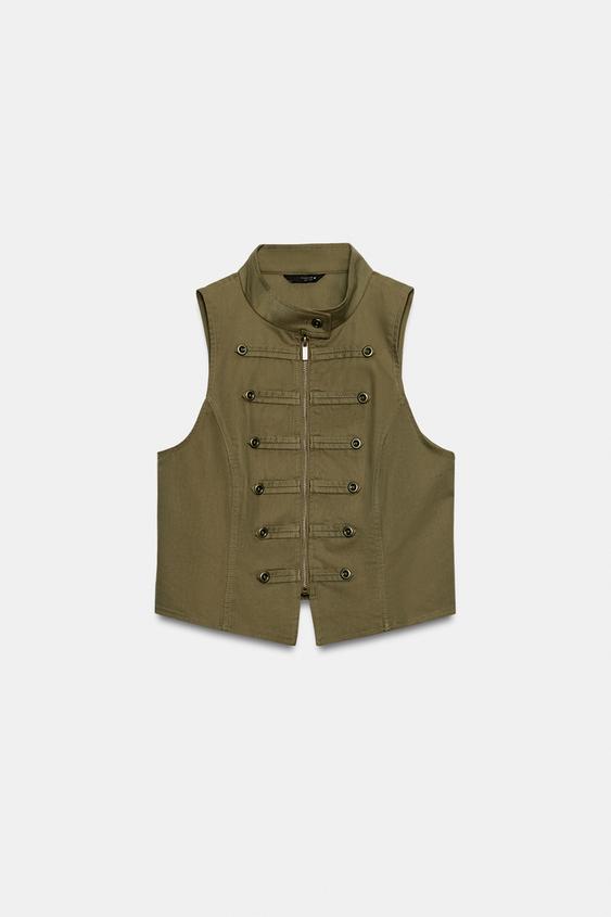 Gilet à fermeture zippée et boutons
