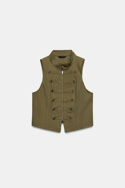 Gilet à fermeture zippée et boutons