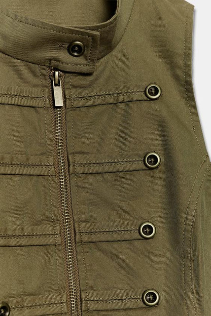 Gilet à fermeture zippée et boutons