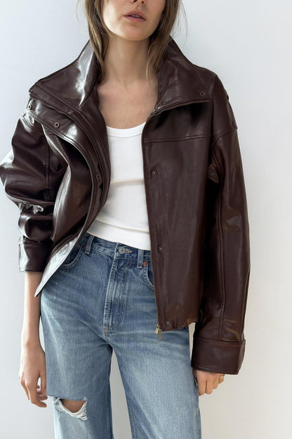 Veste effet cuir à plis