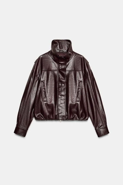 Veste effet cuir à plis