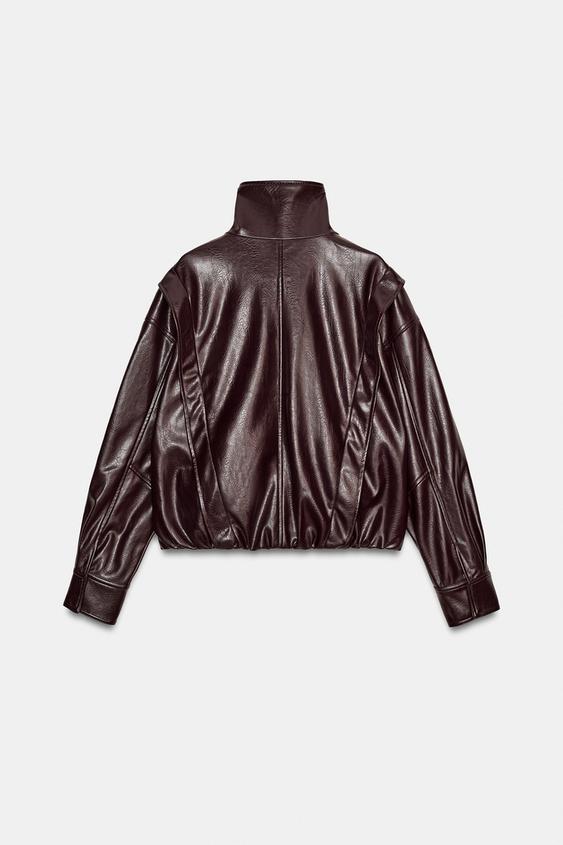 Veste effet cuir à plis