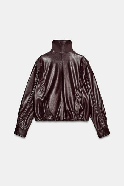 Veste effet cuir à plis