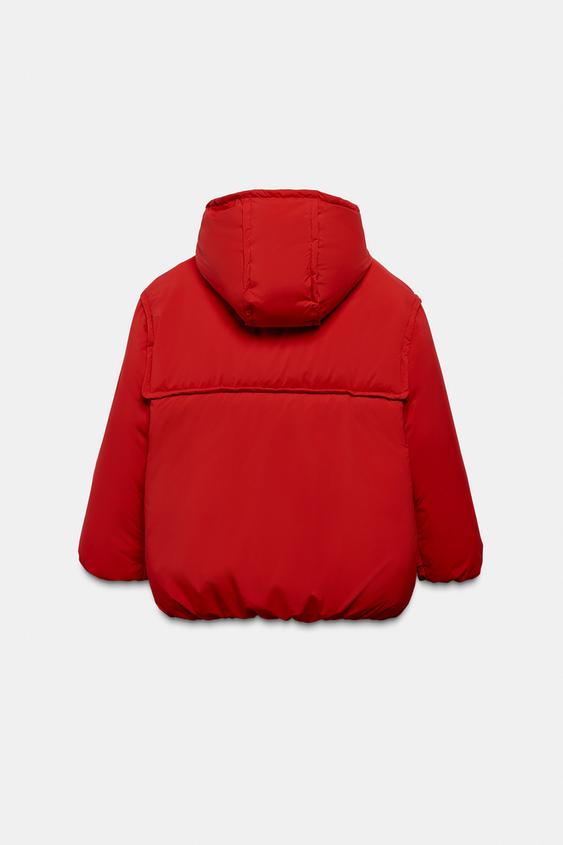 Anorak à capuche 60 % duvet, 40 % plumes et brandebourgs
