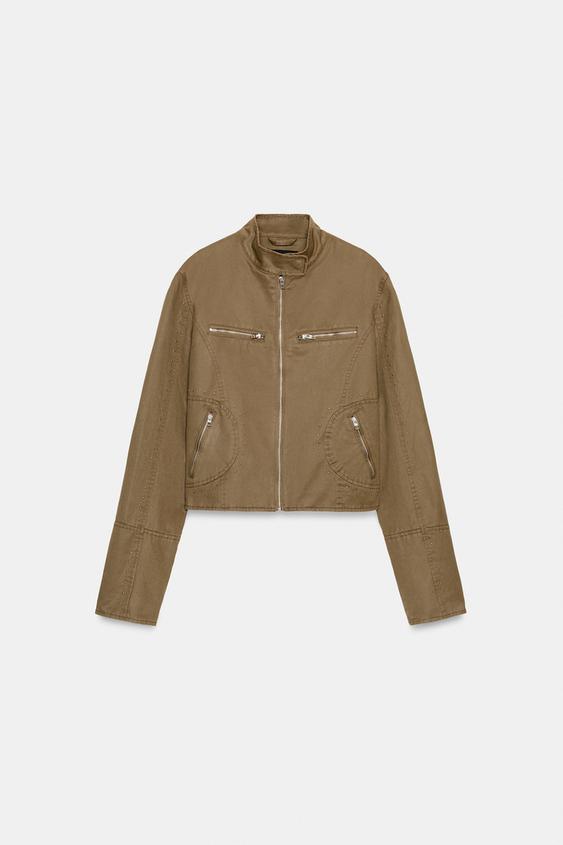 Veste à clous effet délavé