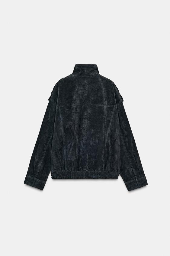 Blouson 100 % cuir suédé à poches