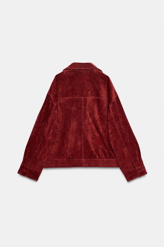 Blouson 100 % cuir suédé à passants