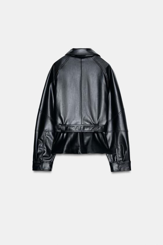 Blouson effet cuir avec ceinture