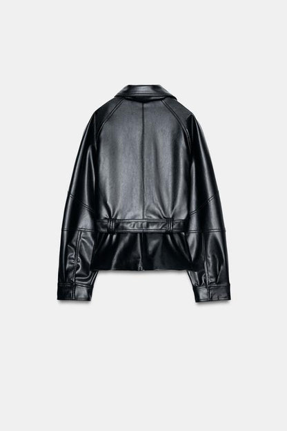Blouson effet cuir avec ceinture