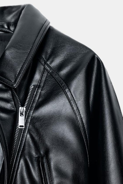 Blouson effet cuir avec ceinture