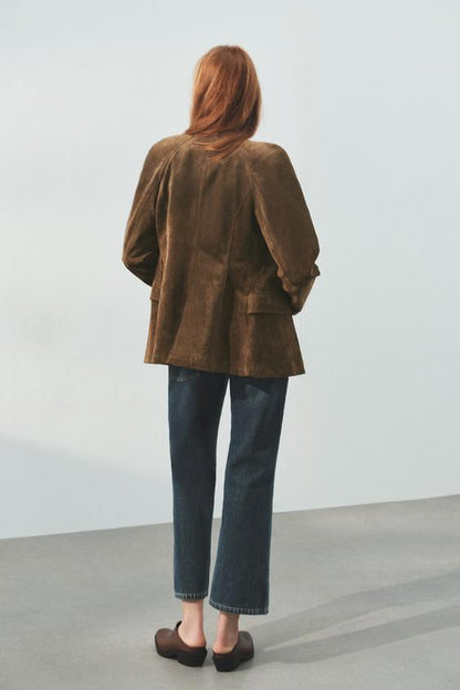 Blouson cintré 100 % cuir suédé