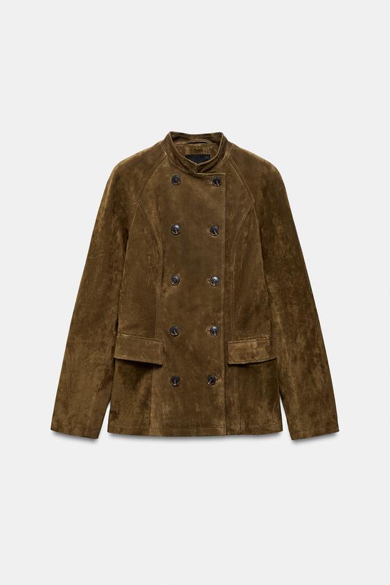 Blouson cintré 100 % cuir suédé