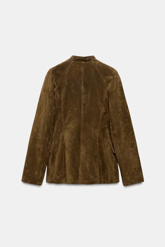 Blouson cintré 100 % cuir suédé