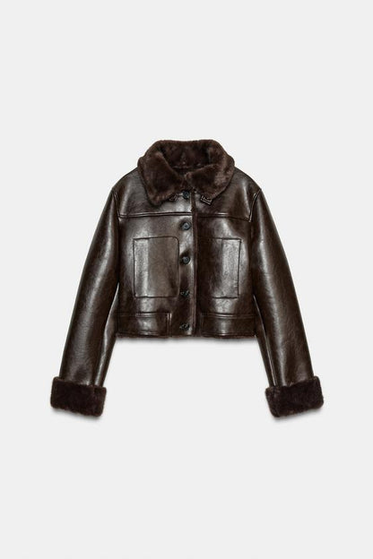 Blouson double-face effet fourrure