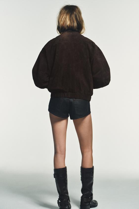Blouson bomber 100 % cuir suédé
