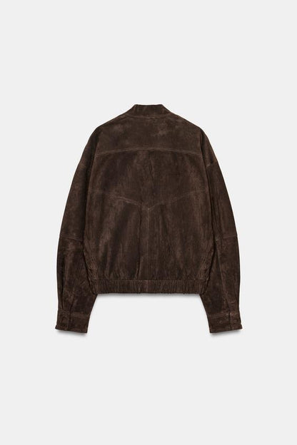 Blouson bomber 100 % cuir suédé