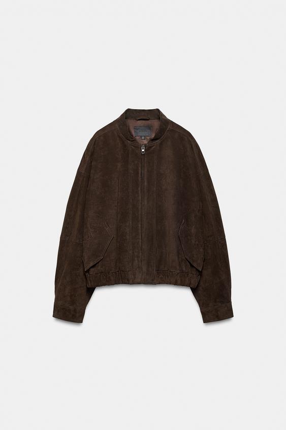 Blouson bomber 100 % cuir suédé