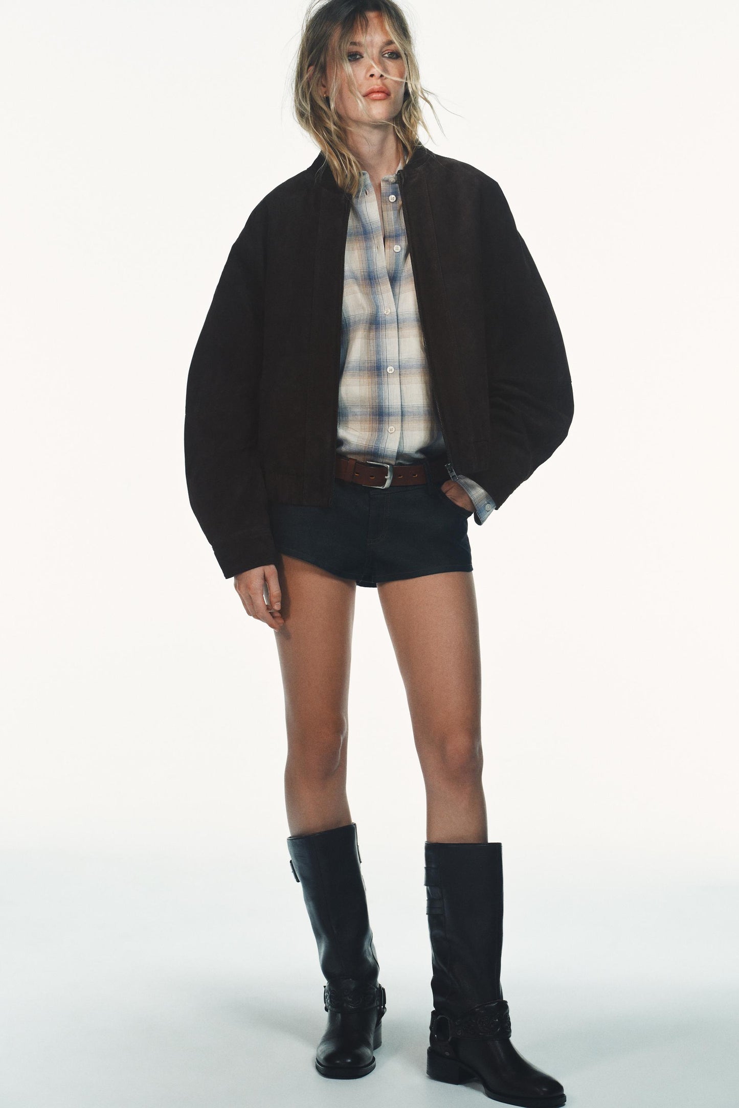 Blouson bomber 100 % cuir suédé