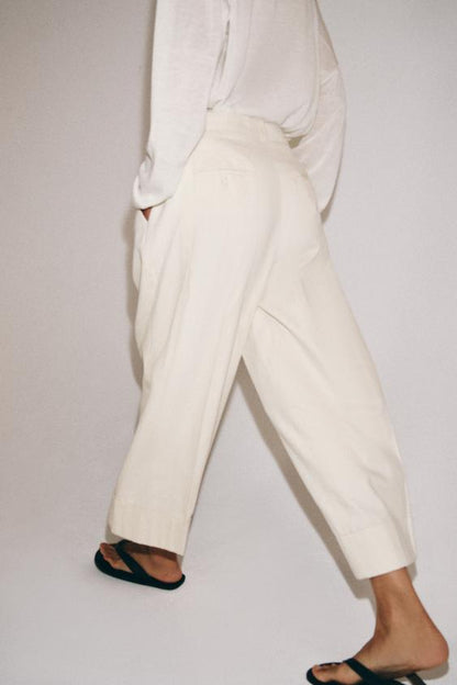 Pantalon à plis en lin ZW Collection