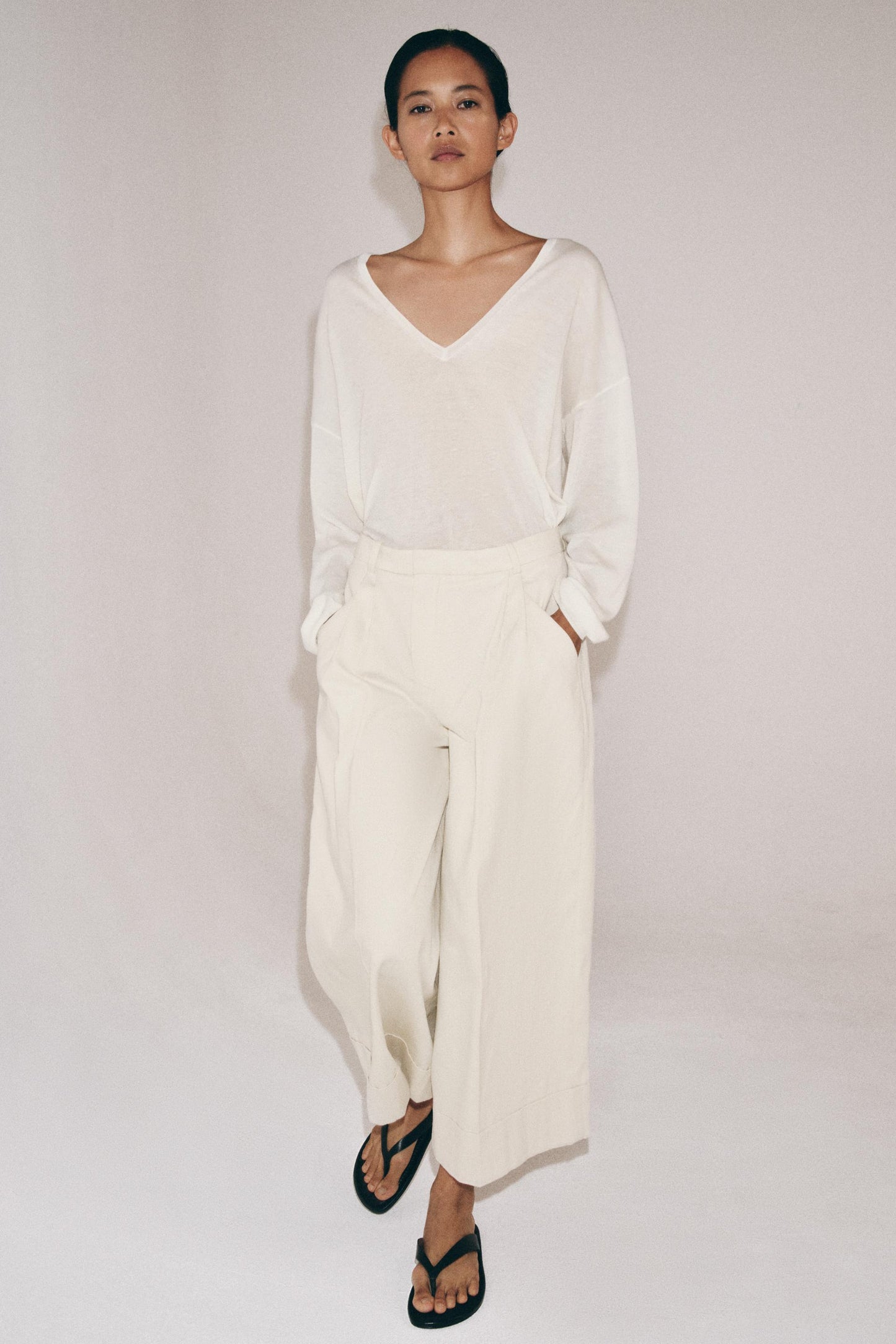 Pantalon à plis en lin ZW Collection