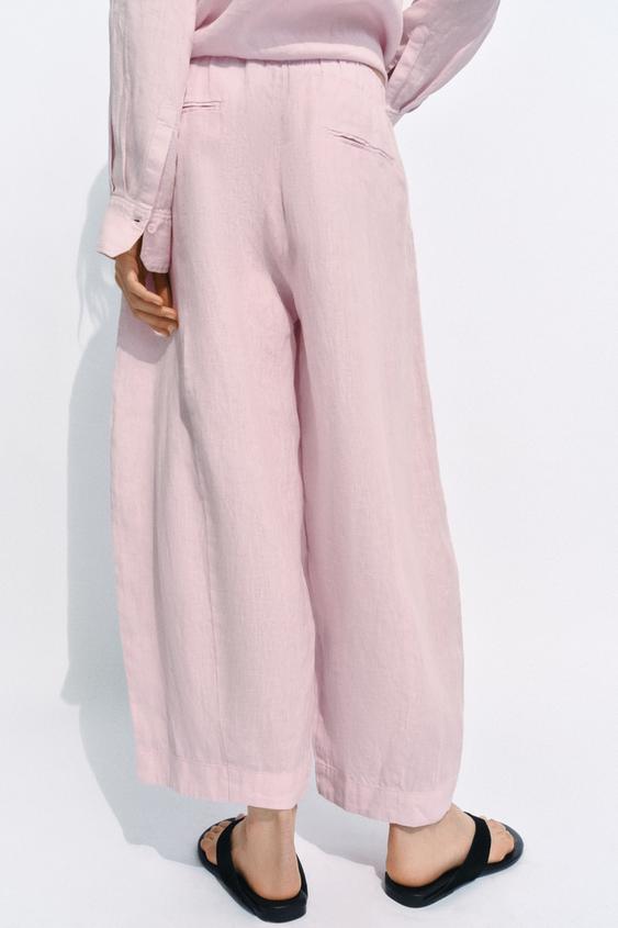 Pantalon coupe barrel 100 % lin ZW Collection