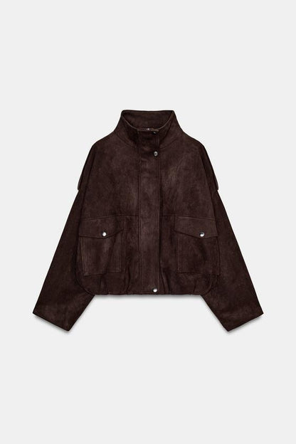 Veste effet suédine à passants
