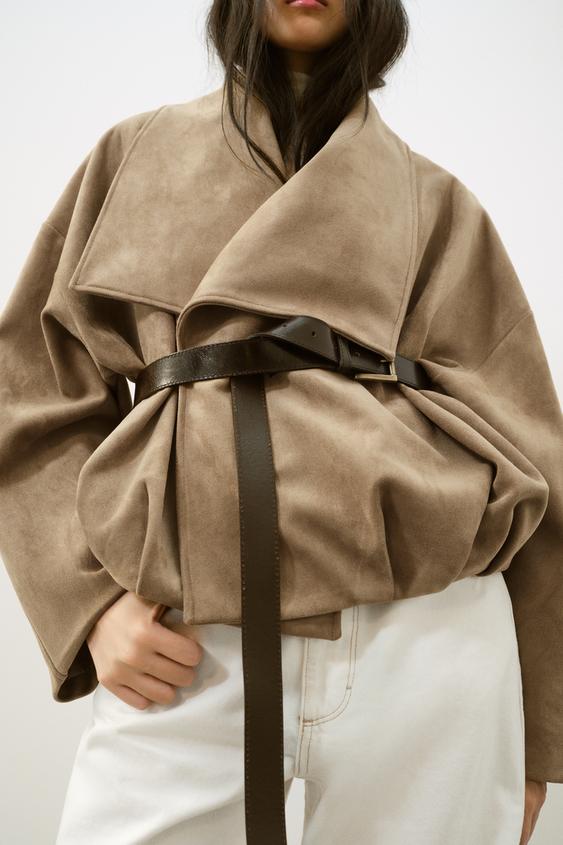 Veste portefeuille effet suédine