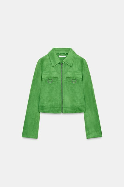 Veste courte effet suédine