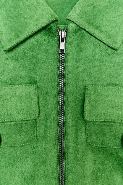 Veste courte effet suédine