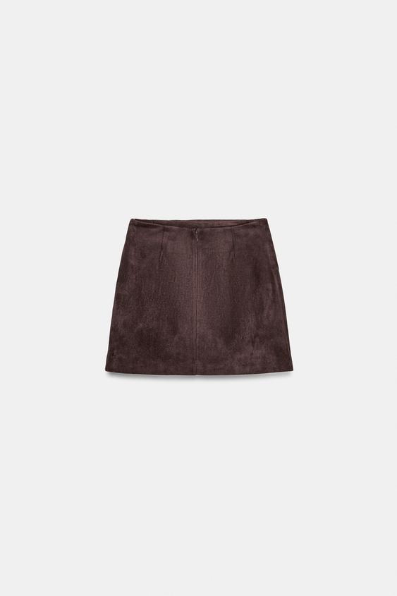 Jupe mini effet suédine à boucle