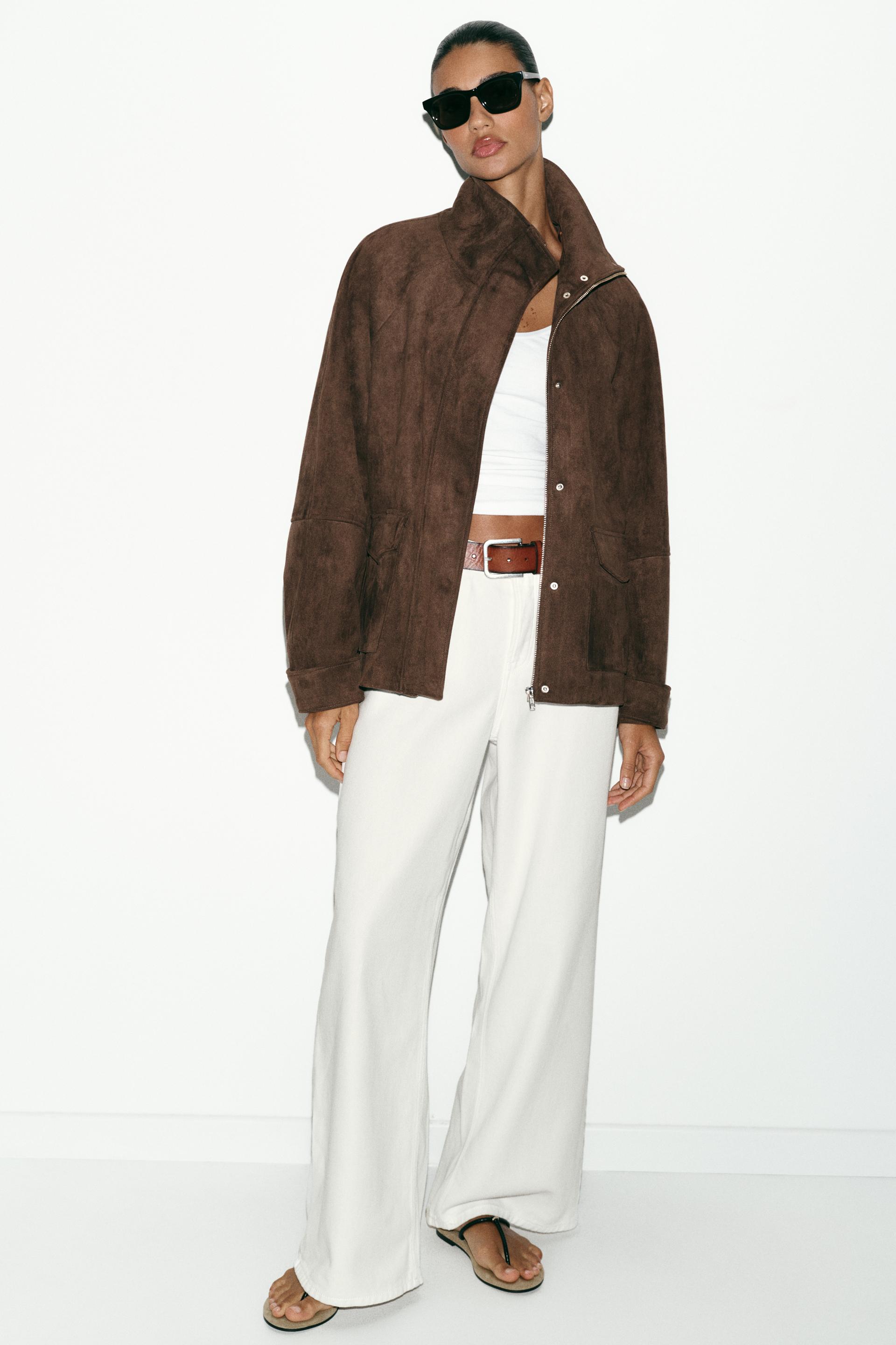 Veste effet suédine à poches